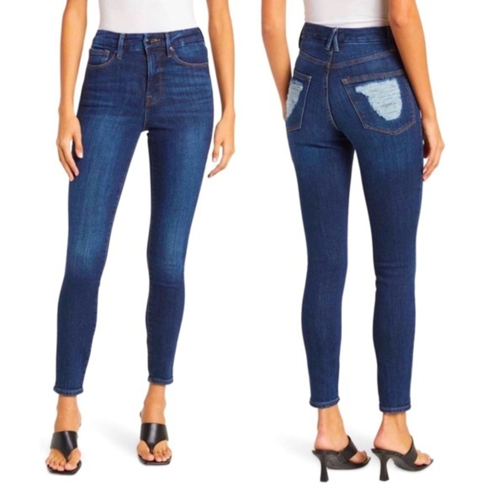 NWT Good American Good Waist with Chewed Back Pockets Denim Jeans size 6/28 New